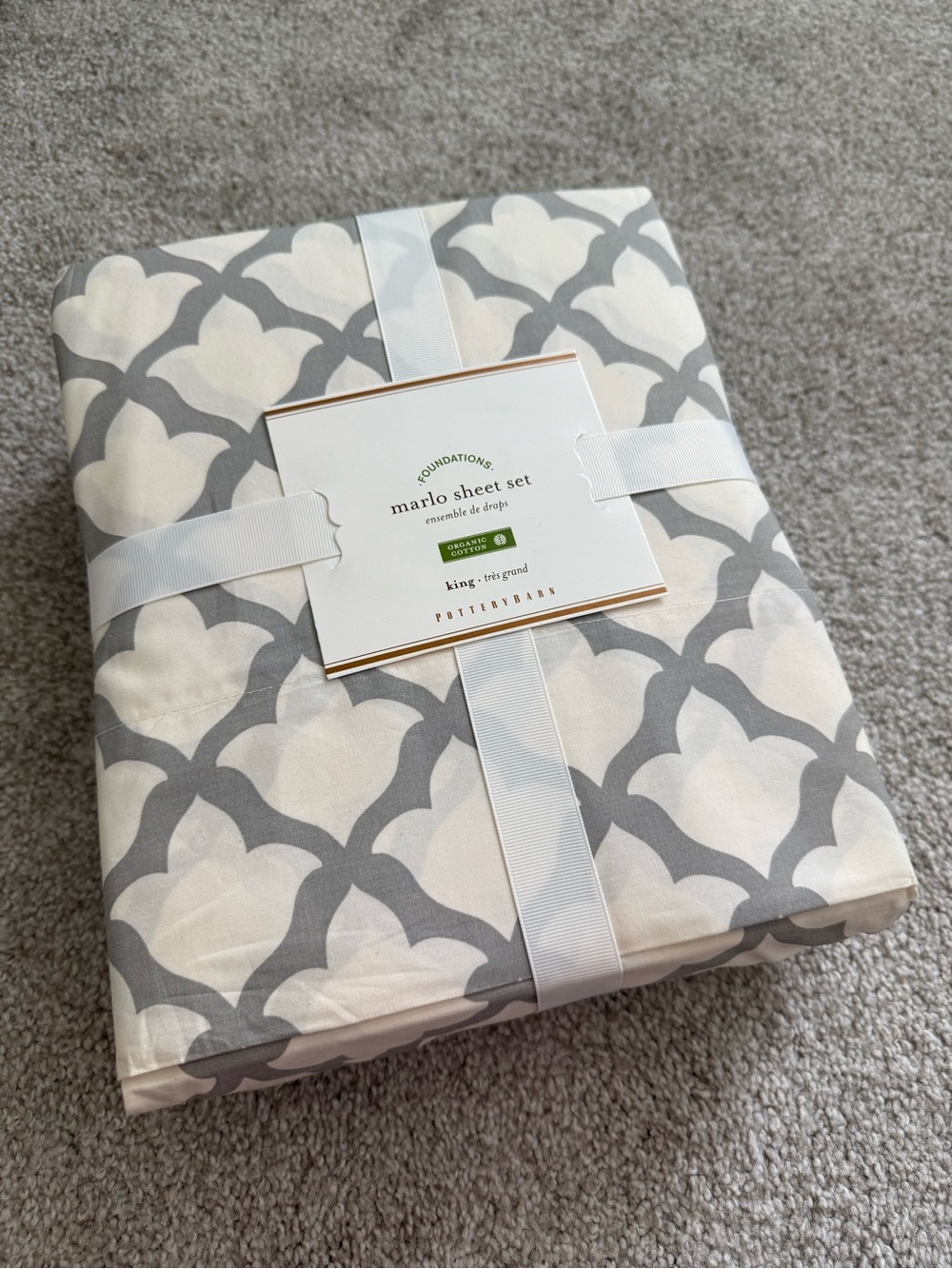 SOLD OUT NIP Pottery Barn King Gray Marlo Sheet Set